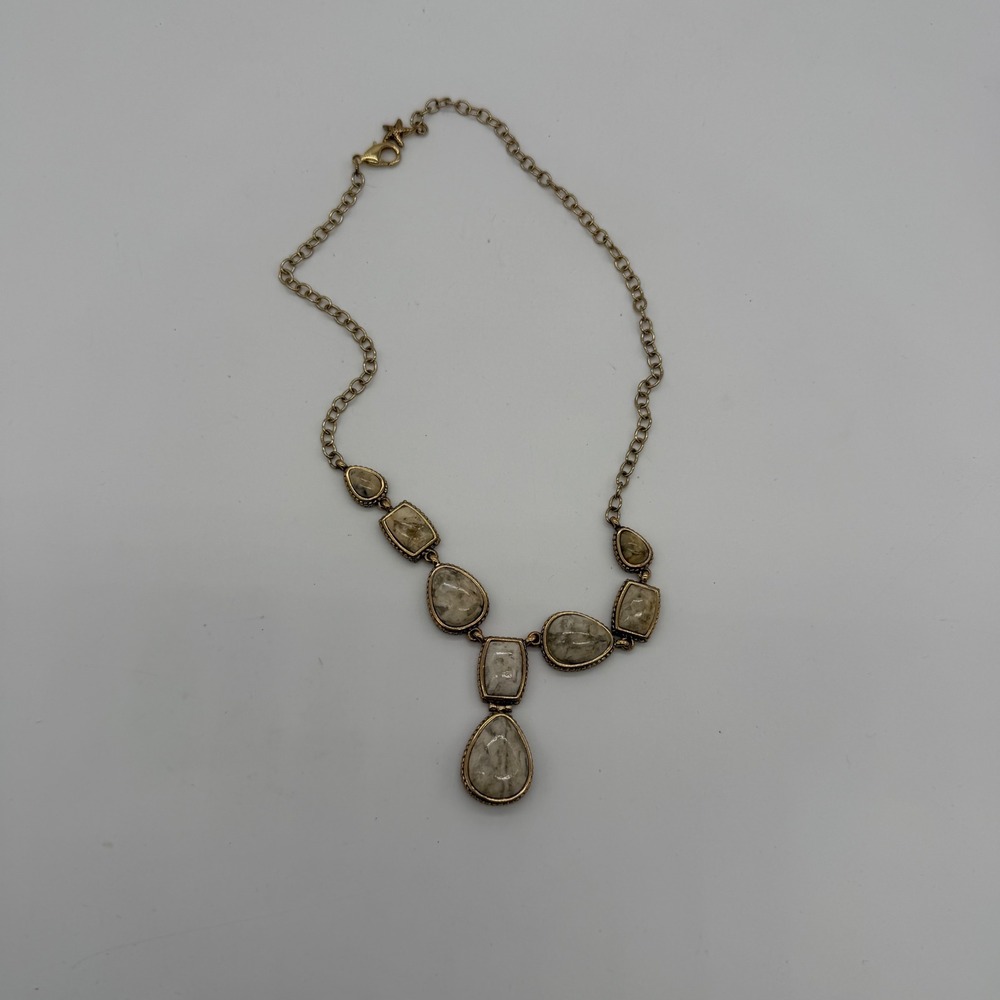 Vintage Barse Bronze Tone Stone Drop Y-Necklace Starfish Charm